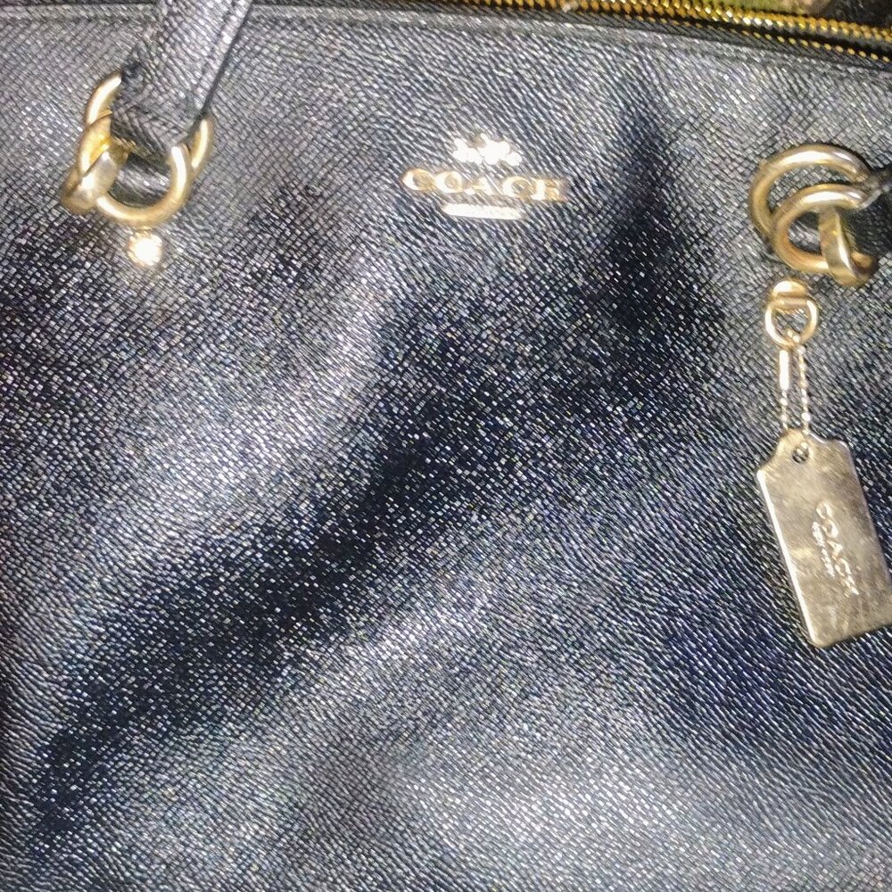 Coach Blue Satchel with Metallic Finish